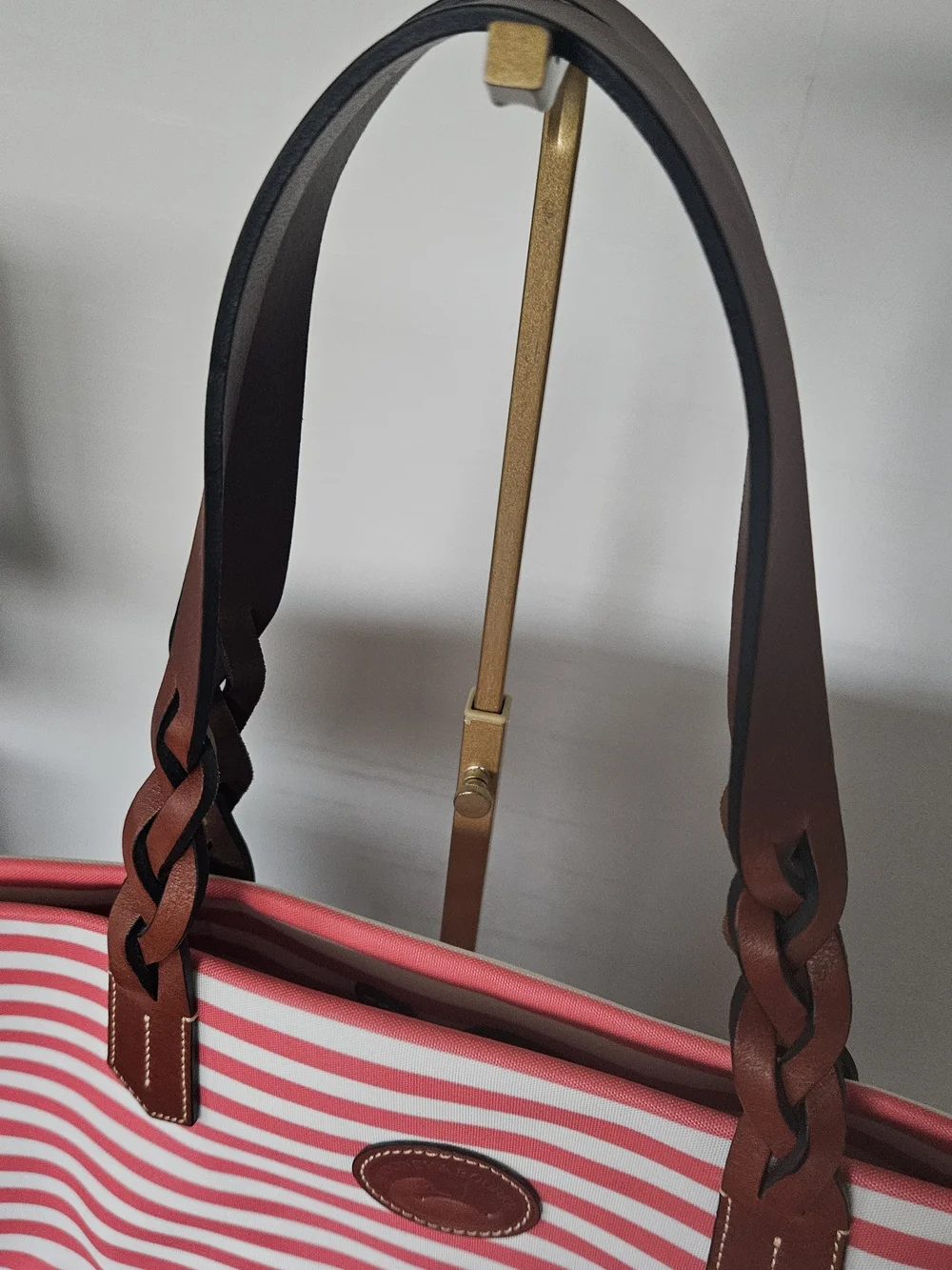 Dooney & Bourke Pink Striped & Blue Tote Bag